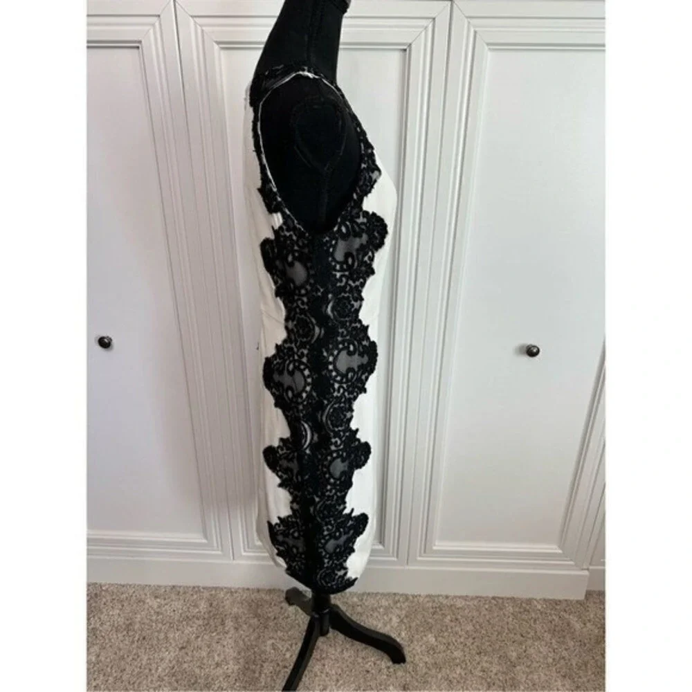 ABS by‎ Allen Schwartz Shift Dress White with Black Lace Size 10